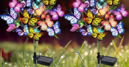 Luminária de borboletas de jardim