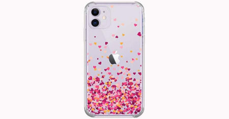 Capinha para iPhone 11 com chuva de corações