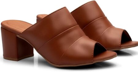 Sandália feminina tamanco com salto grosso