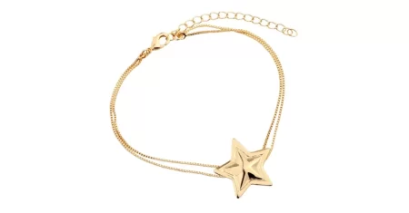 Cupom: Pulseira de ouro estrela abaulada sai 12% OFF