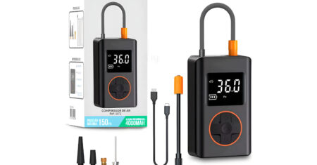 Chegou a hora de ter o séu: Compressor de Ar Digital para Carro, Bicicleta Moto, com Calibrador